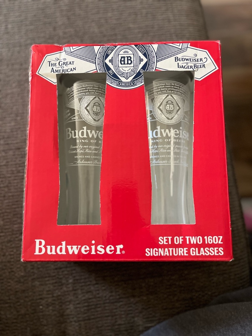 Budweiser 16 oz Glasses - Set of 2